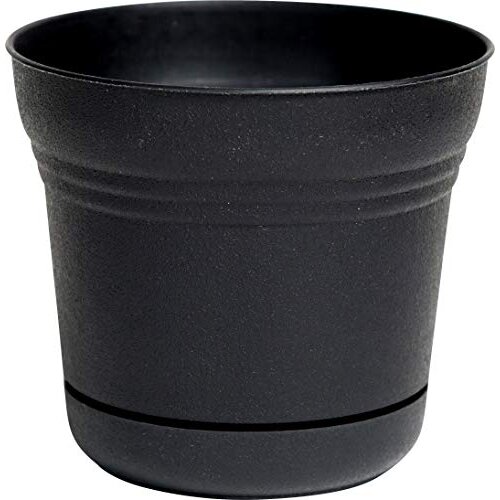 Bloem 8.5 In. H Plastic Saturn Flower Pot Black
